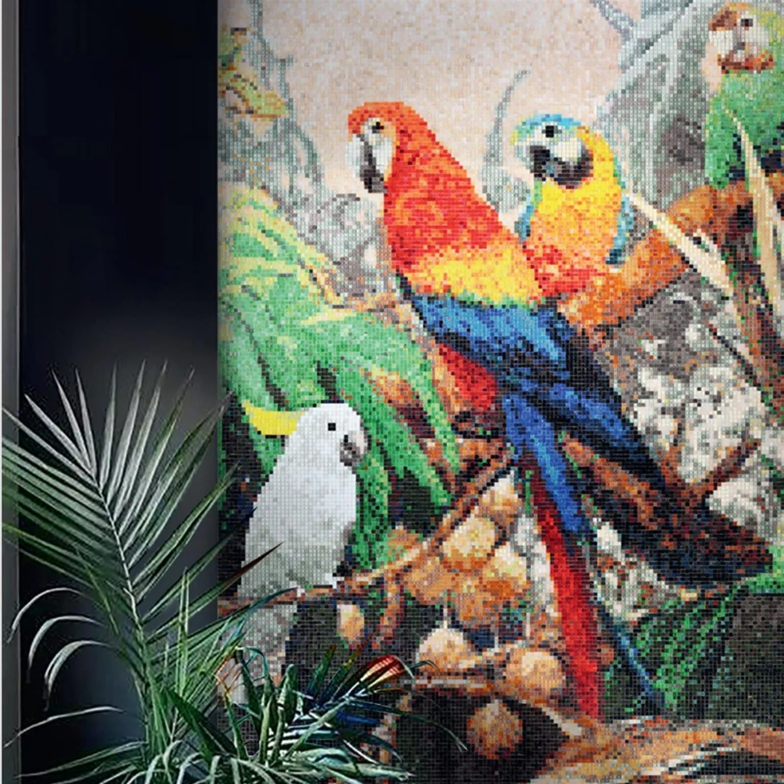 Mosaico Di Vetro Immagine Parrots 150x326cm