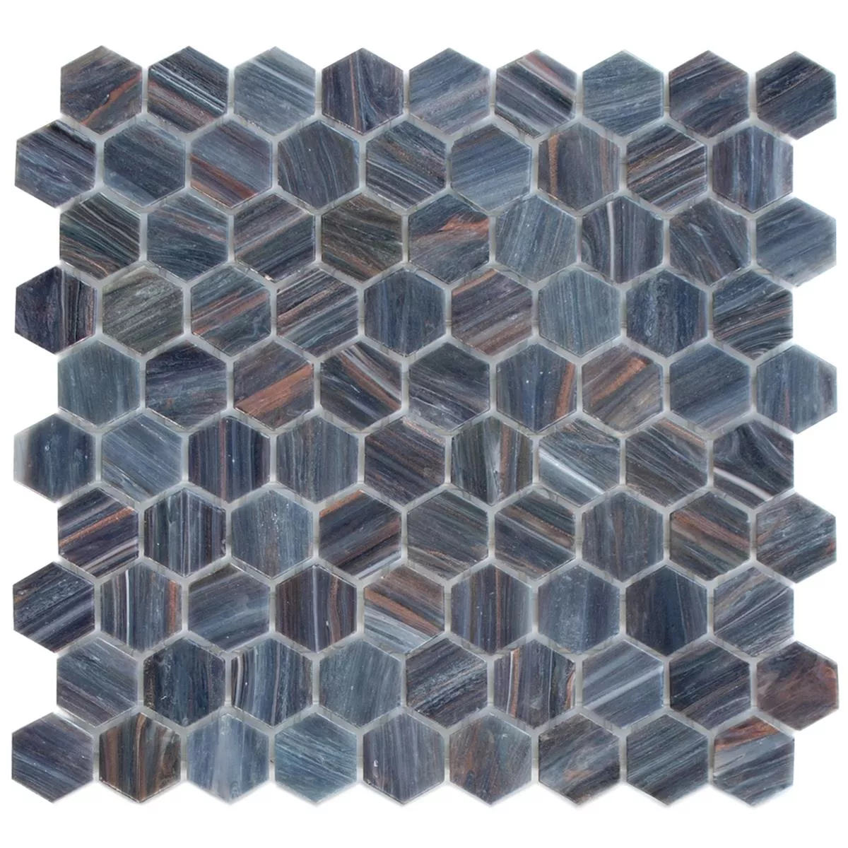 Mosaico Di Vetro Piastrelle Trend-Vi Esagono 218 Blu