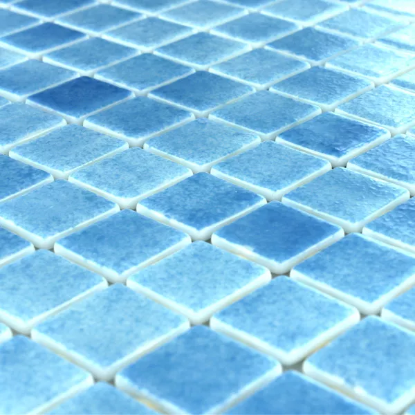 Vetro Piscina Mosaico 25x25x4mm Blu Chiaro Mix