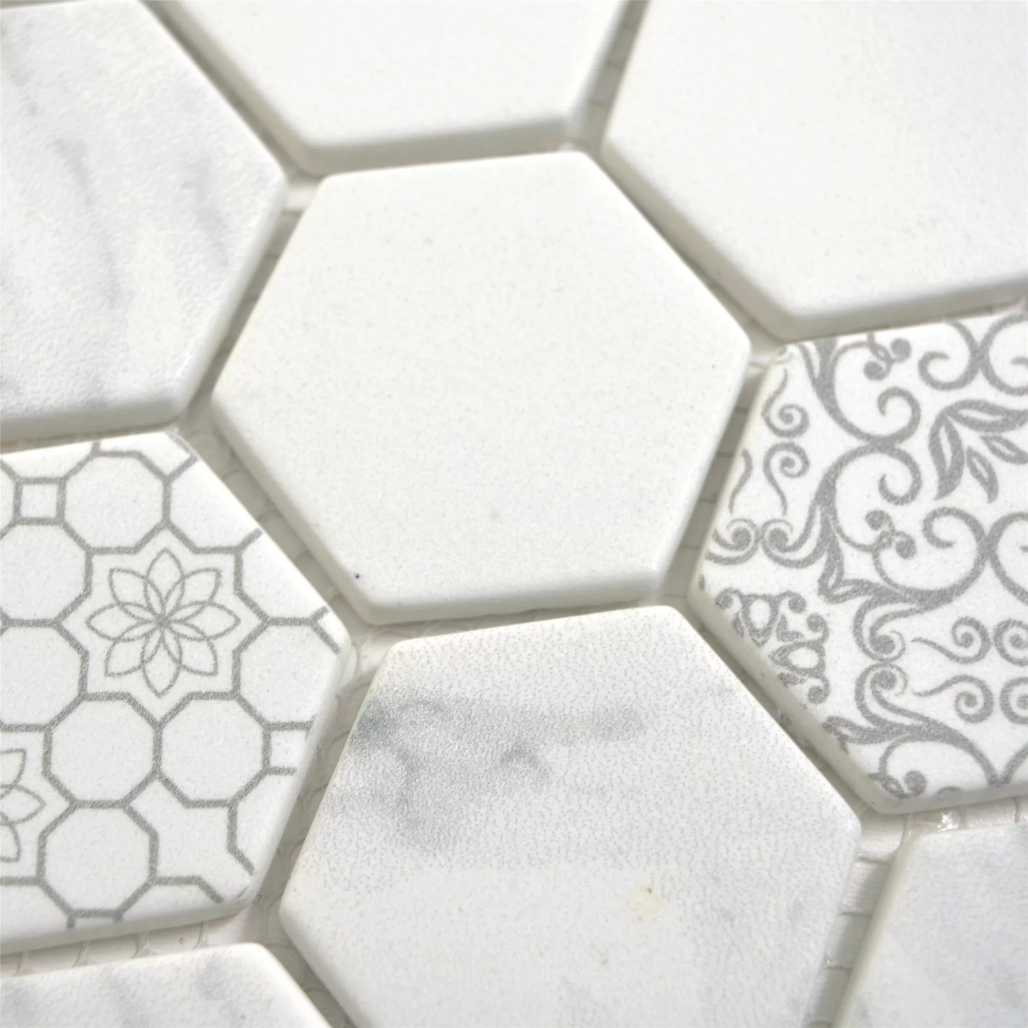 Mosaico Di Vetro Piastrelle Acapella Carrara Esagono