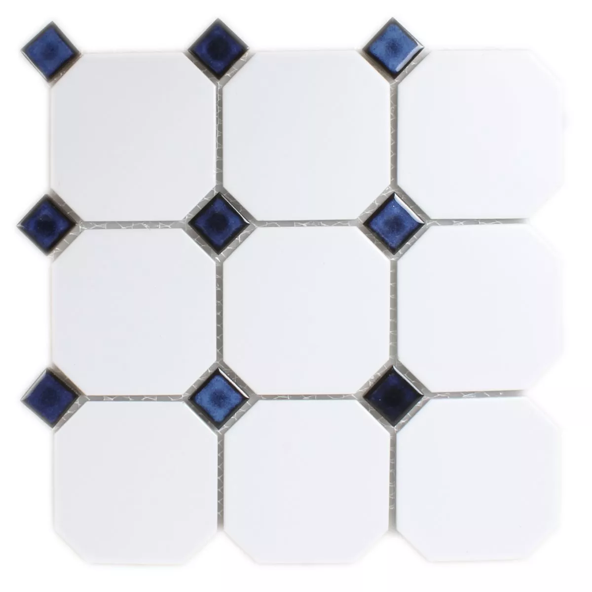 Campione Mosaico Ceramica Octagon Bianco Blu Mix
