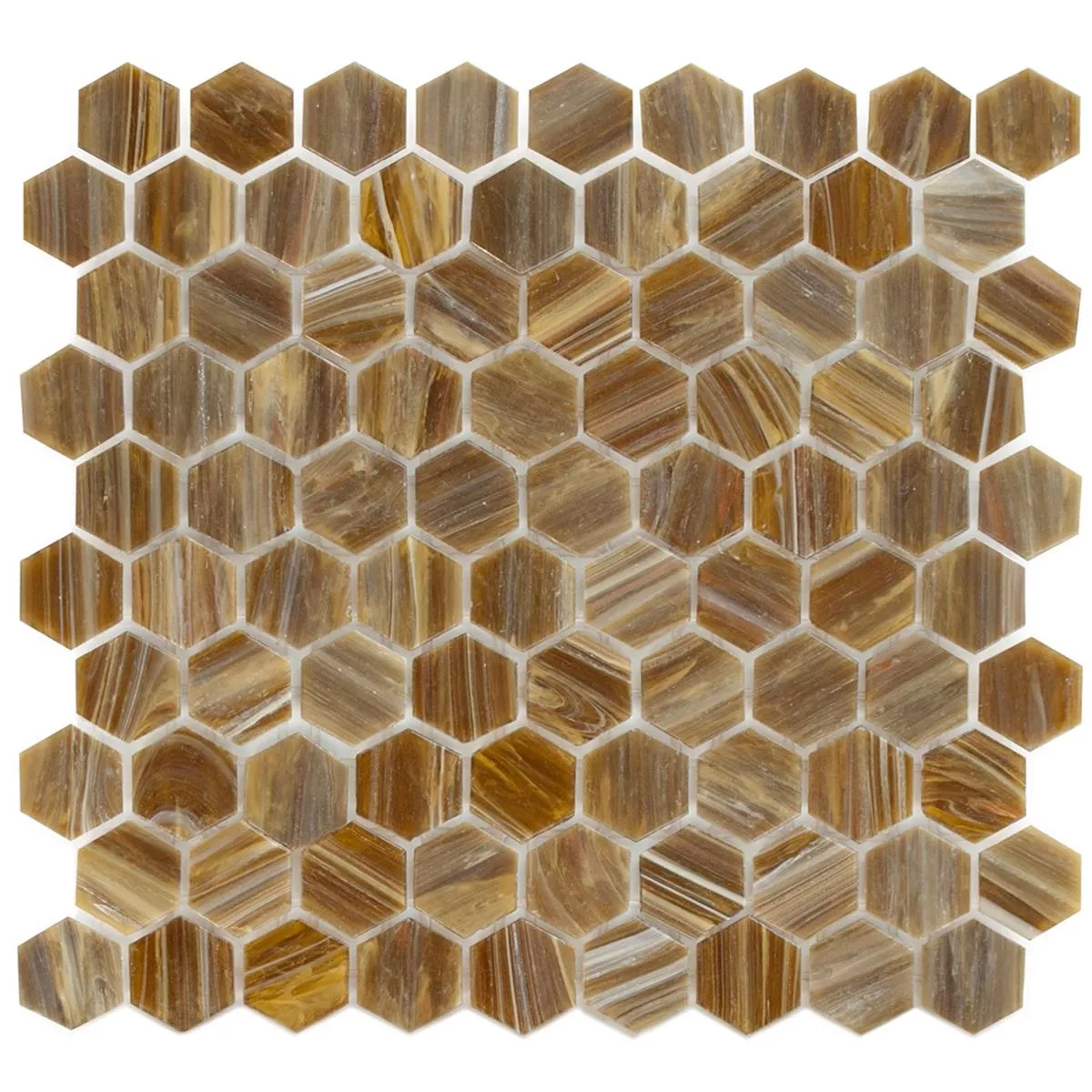 Mosaico Di Vetro Piastrelle Trend-Vi Esagono 282 Bronzo Marrone