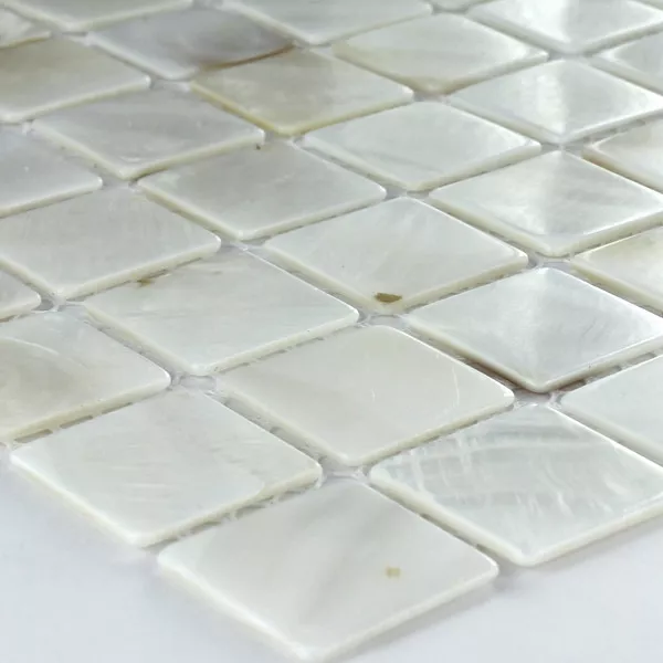 Mosaico Vetro Madreperla Effetto 25x25x2mm Bianco