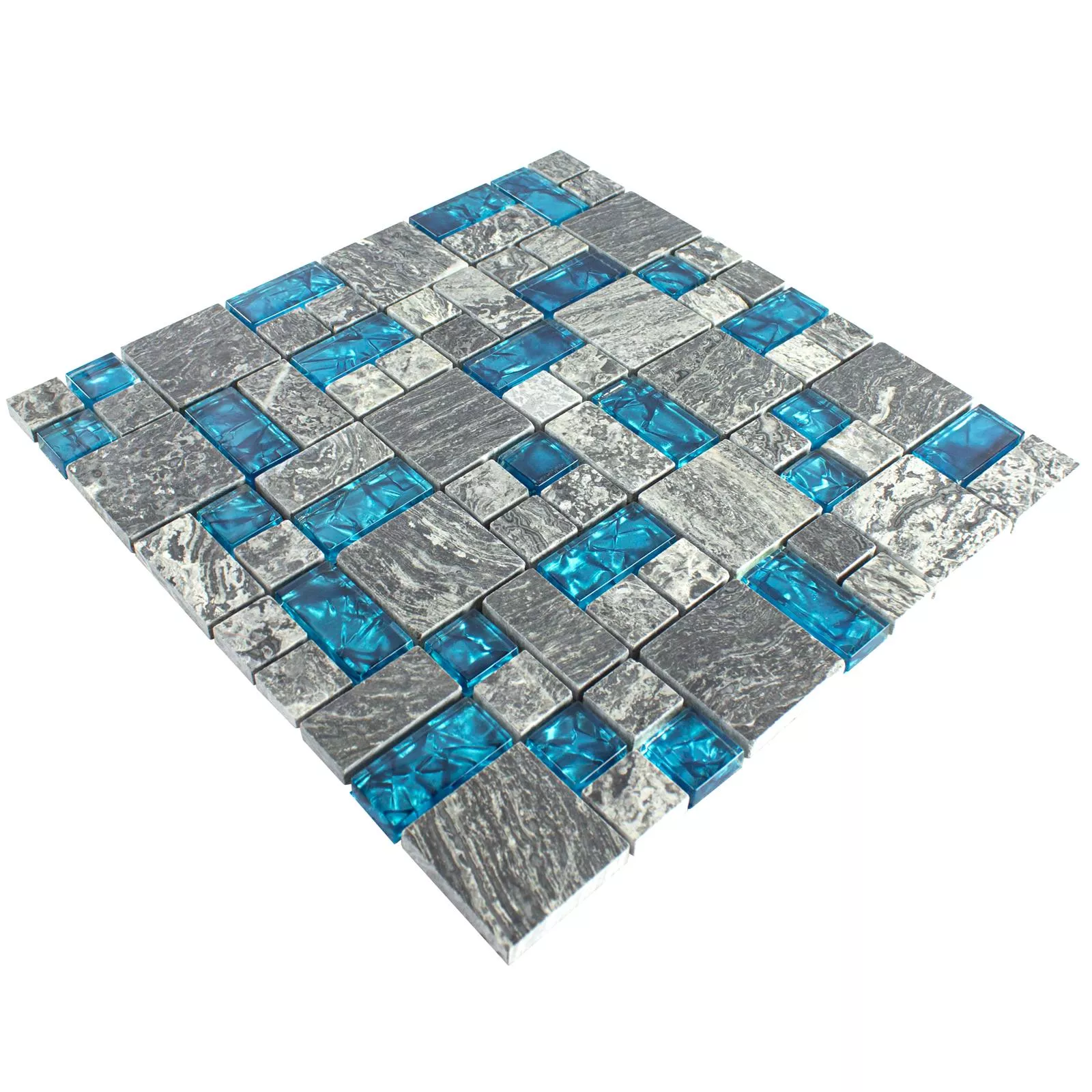 Campione Mosaico Di Vetro Pietra Naturale Piastrelle Manavgat Grigio Blu ix