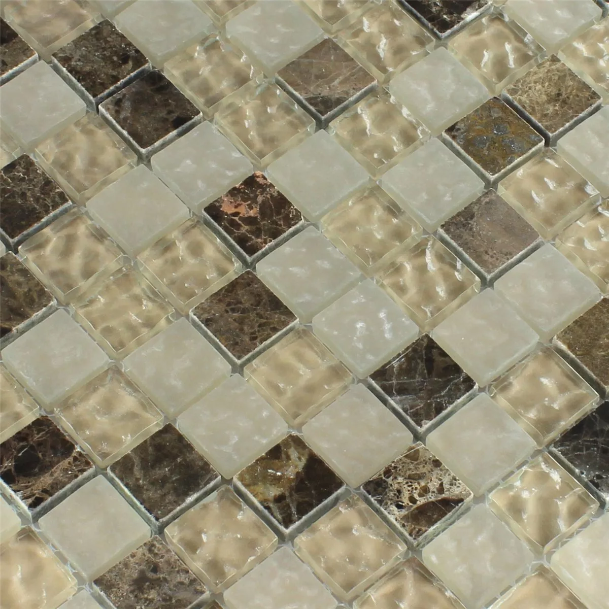 Mosaico Vetro Marmo Quebeck Marrone