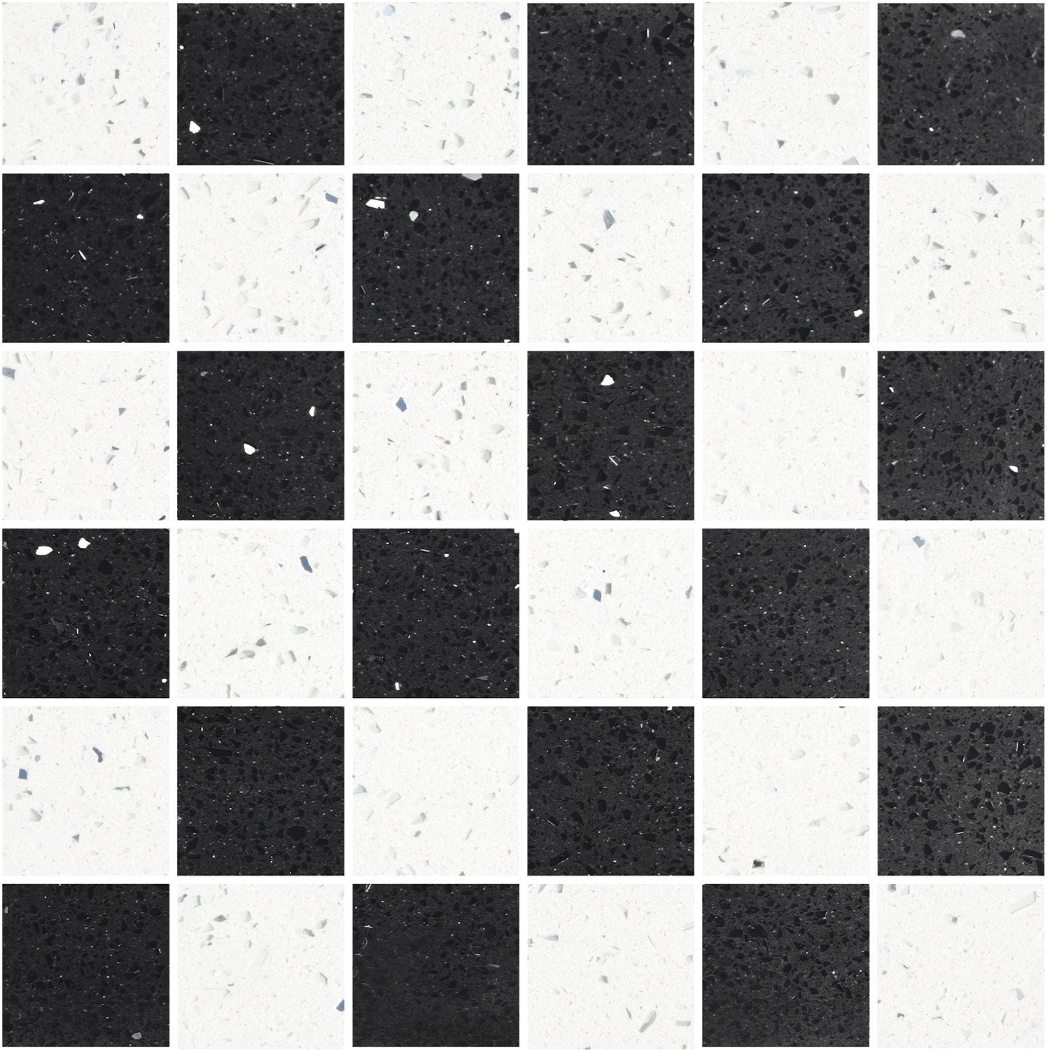 Mosaico Quarzo Compositi Nero Bianco
