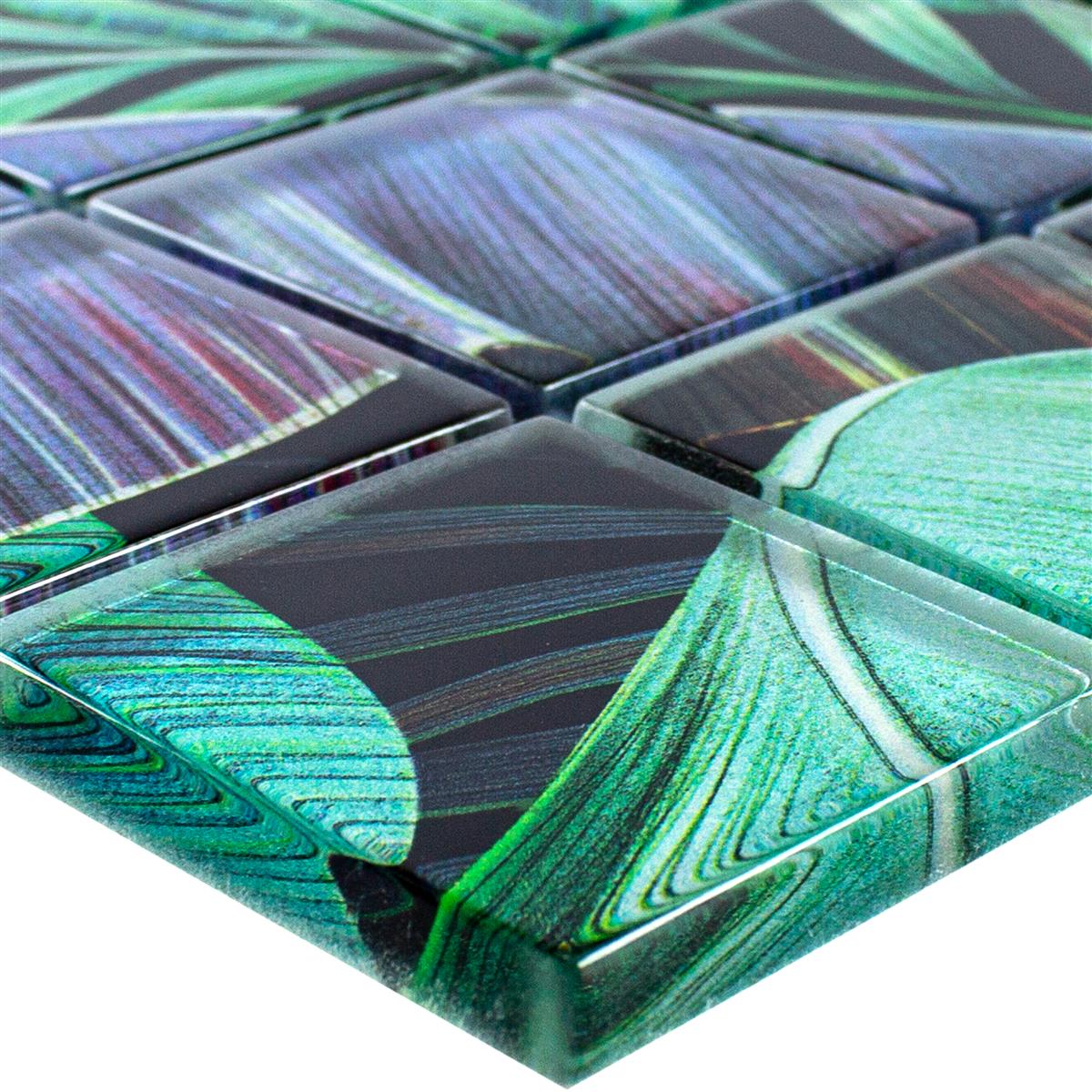 Mosaico Di Vetro Piastrelle Pittsburg Ottica Floreale Verde Porpora