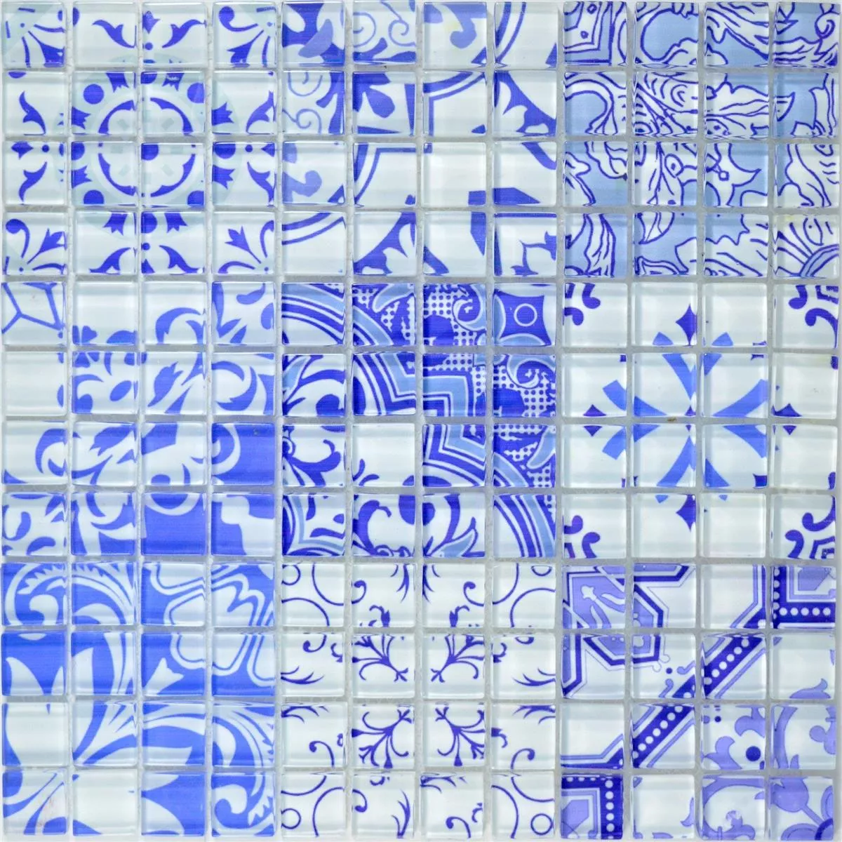 Campione Mosaico Di Vetro Retro Piastrella Noya Vintage Blu