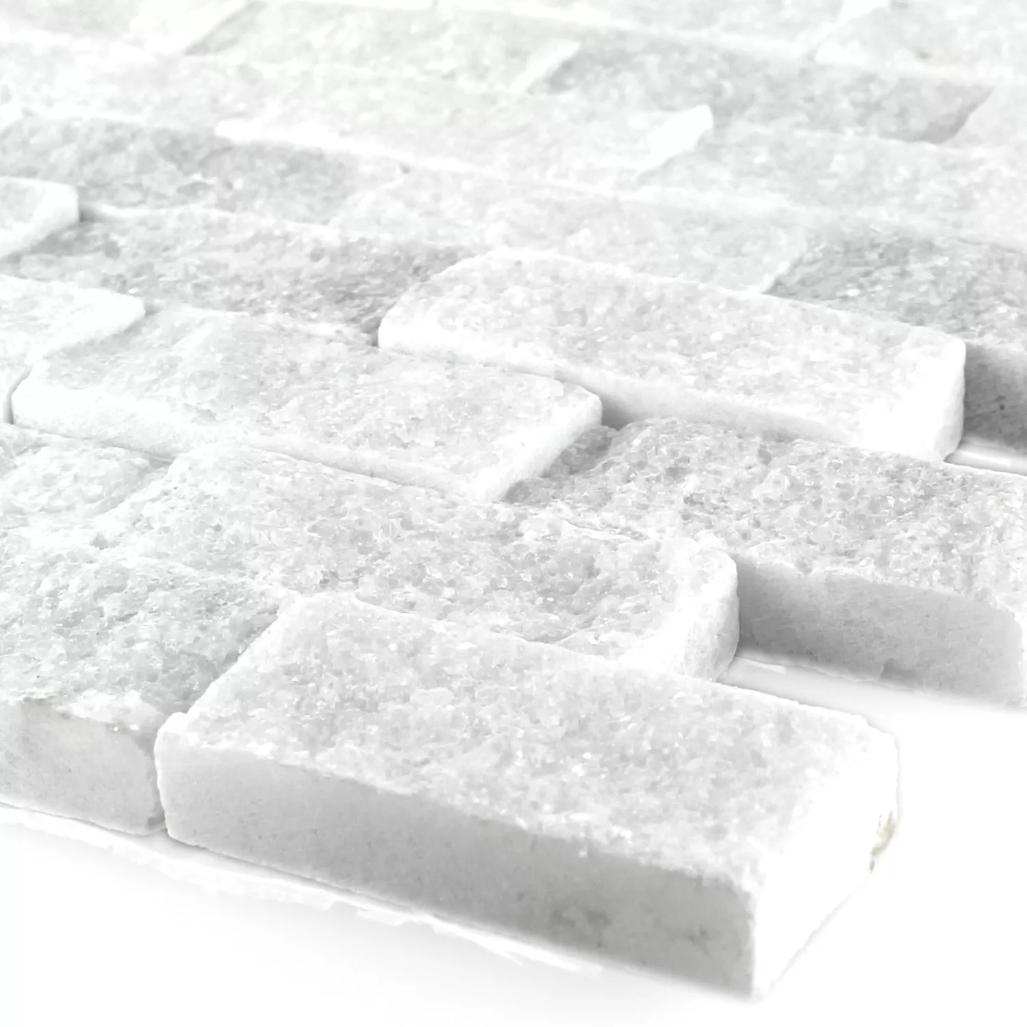 Mosaico Pietra Naturale Marmo Treviso Brick Bianco 3D Mosaico Pietra Naturale Marmo Treviso Brick Bianco 3D
