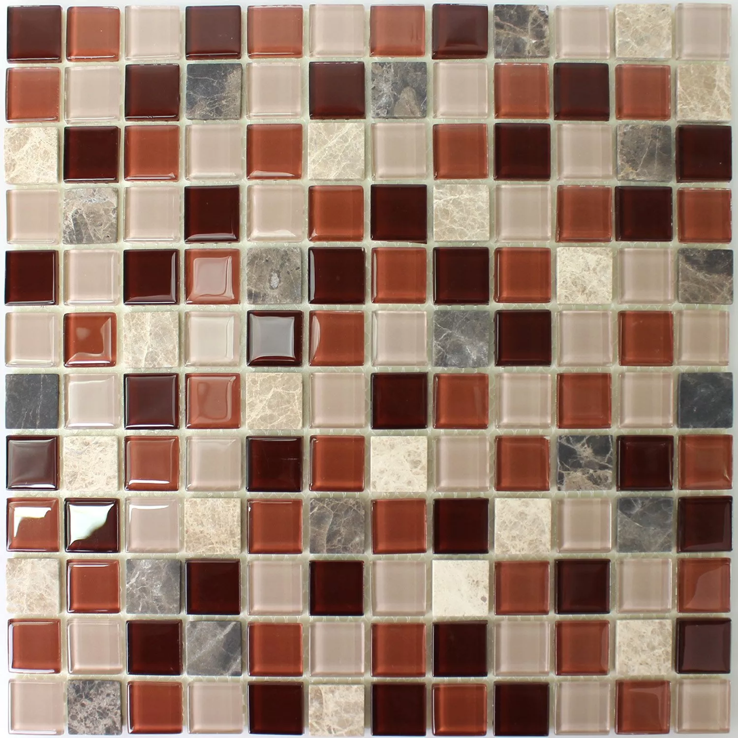 Campione Autoadesivoe Mosaico Pietra Naturale Vetro Beige Marrone Emperador