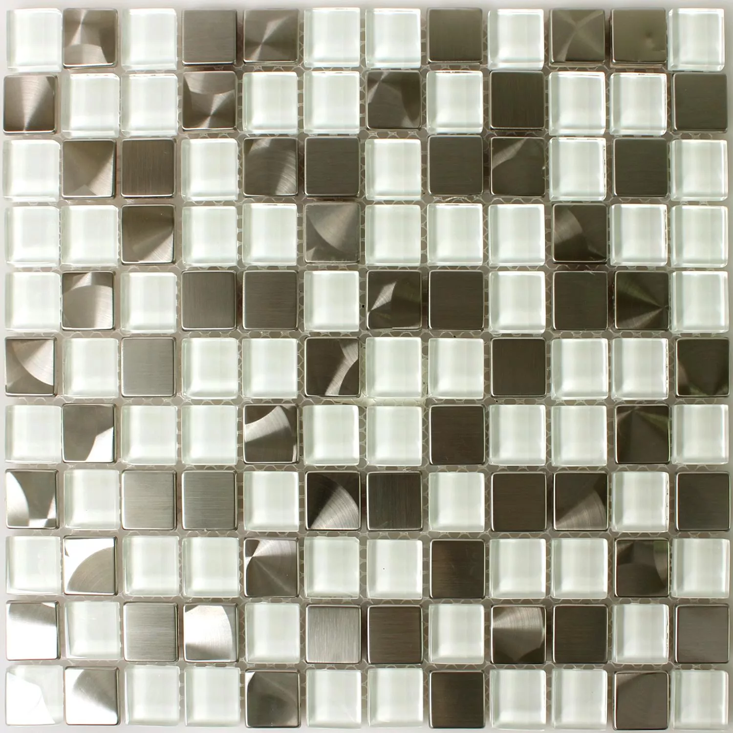 Campione Mosaico Metallo Vetro Bianco Mix