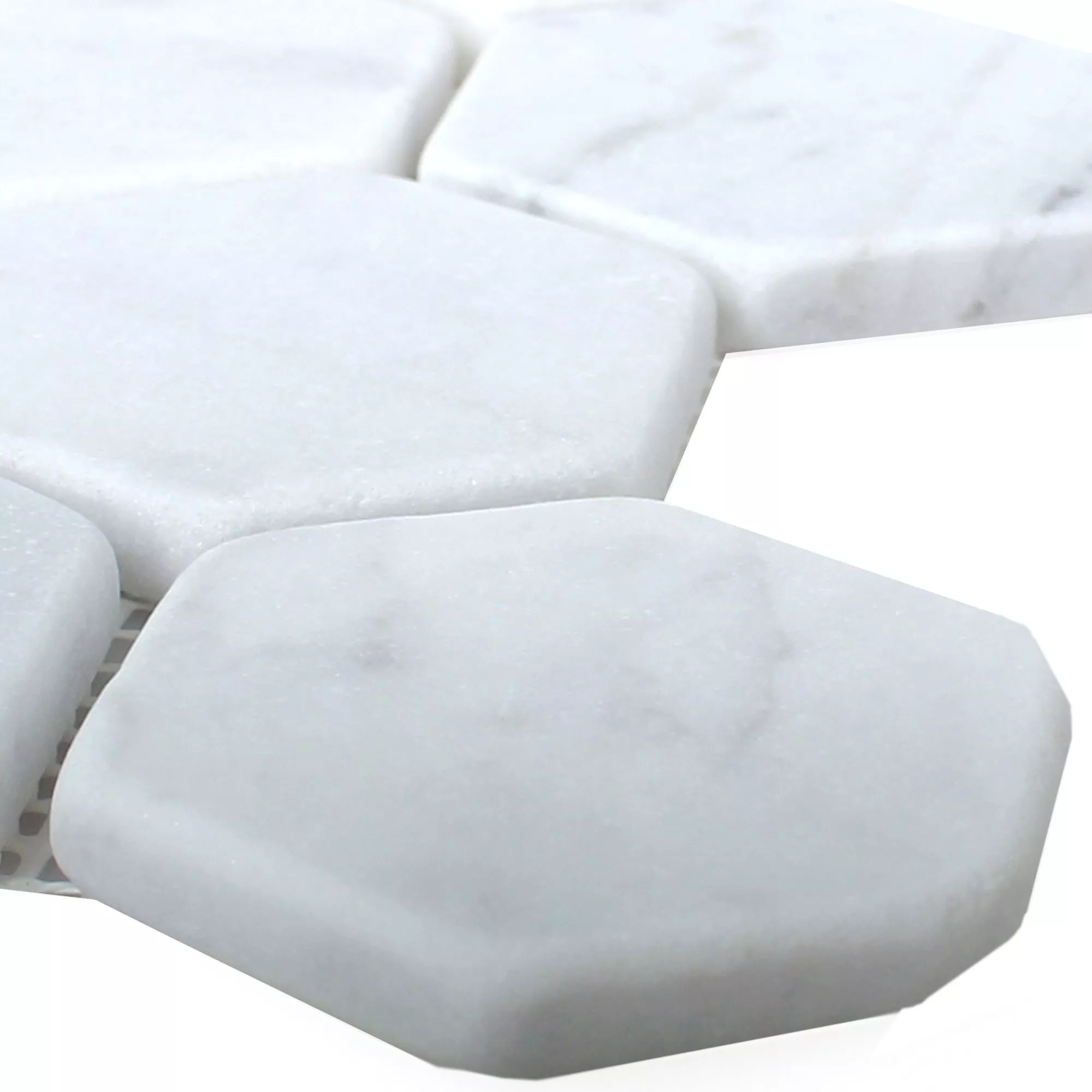 Mosaico Marmo Wutach Esagono Bianco Carrara
