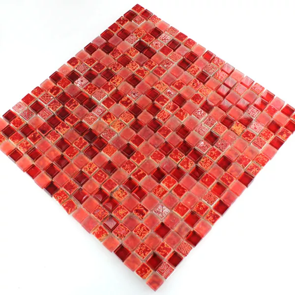Mosaico Escimo Vetro Pietra Naturale Rosso