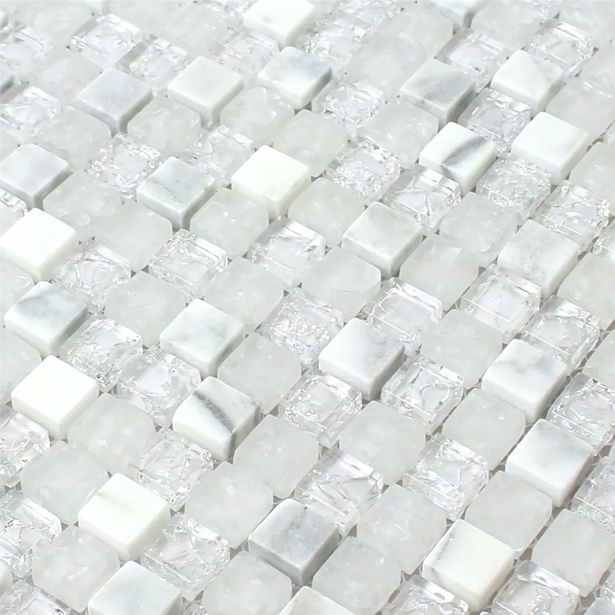 Mosaico Vetro Pietra Naturale Rotto Bianco Effetto
