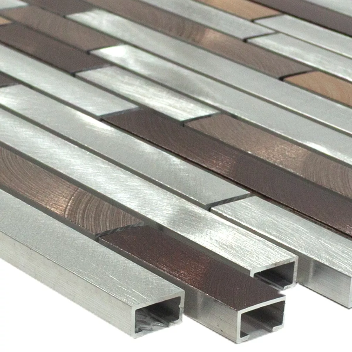 Alluminio Metallo Mosaico Caramella Marrone Argento