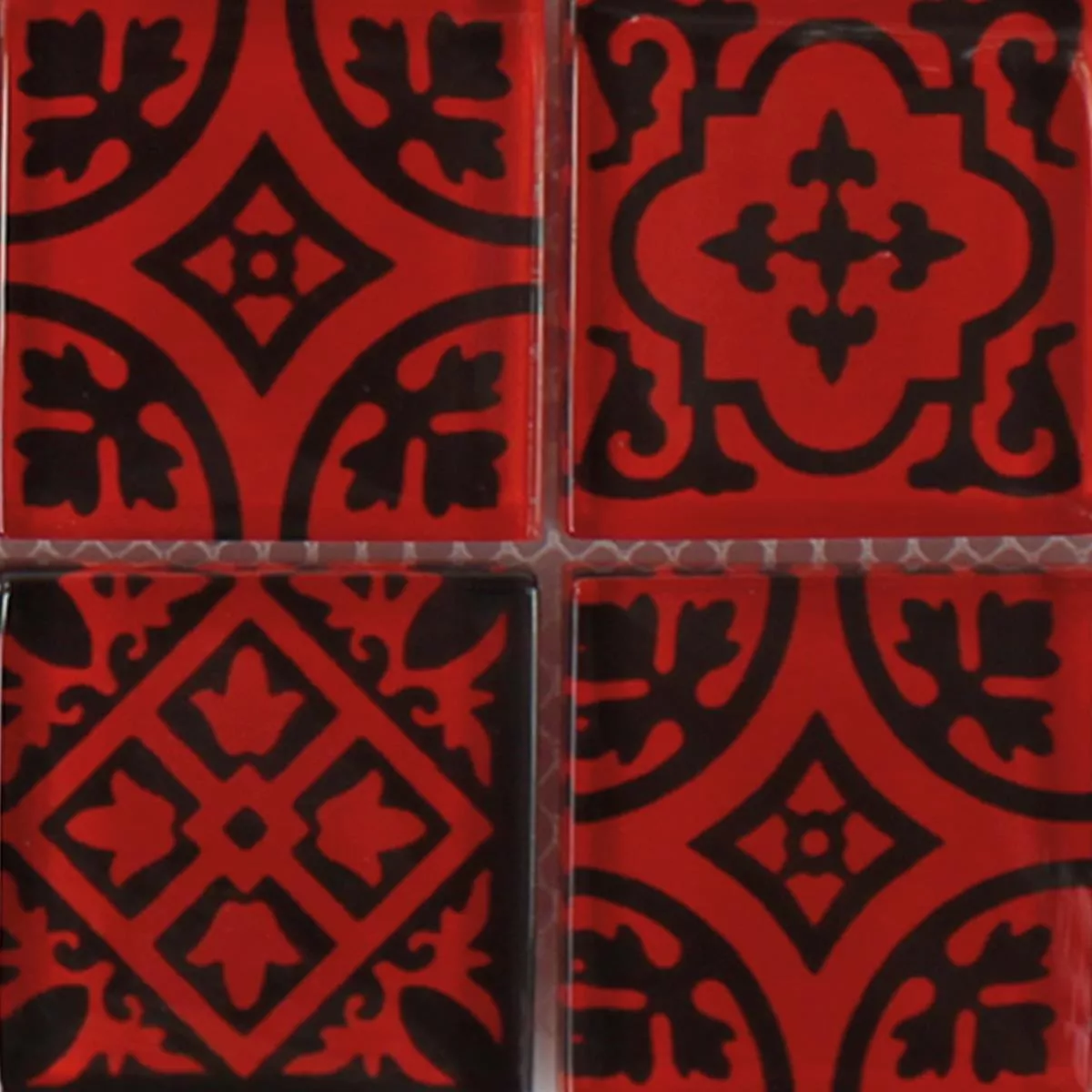 Campione Mosaico Vetro Barock Ornamento Rosso