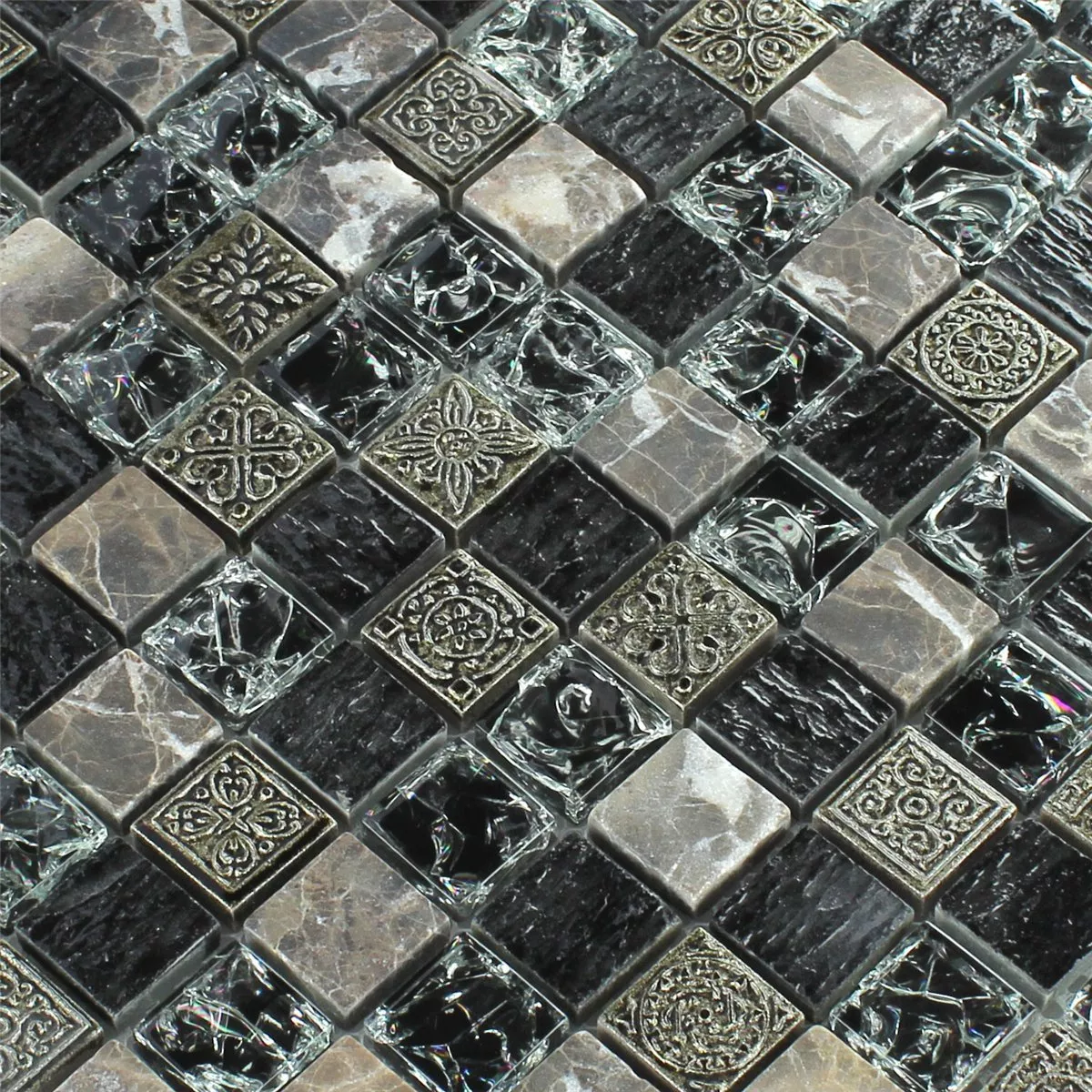 Mosaico Vetro Marmo Effetto Nero