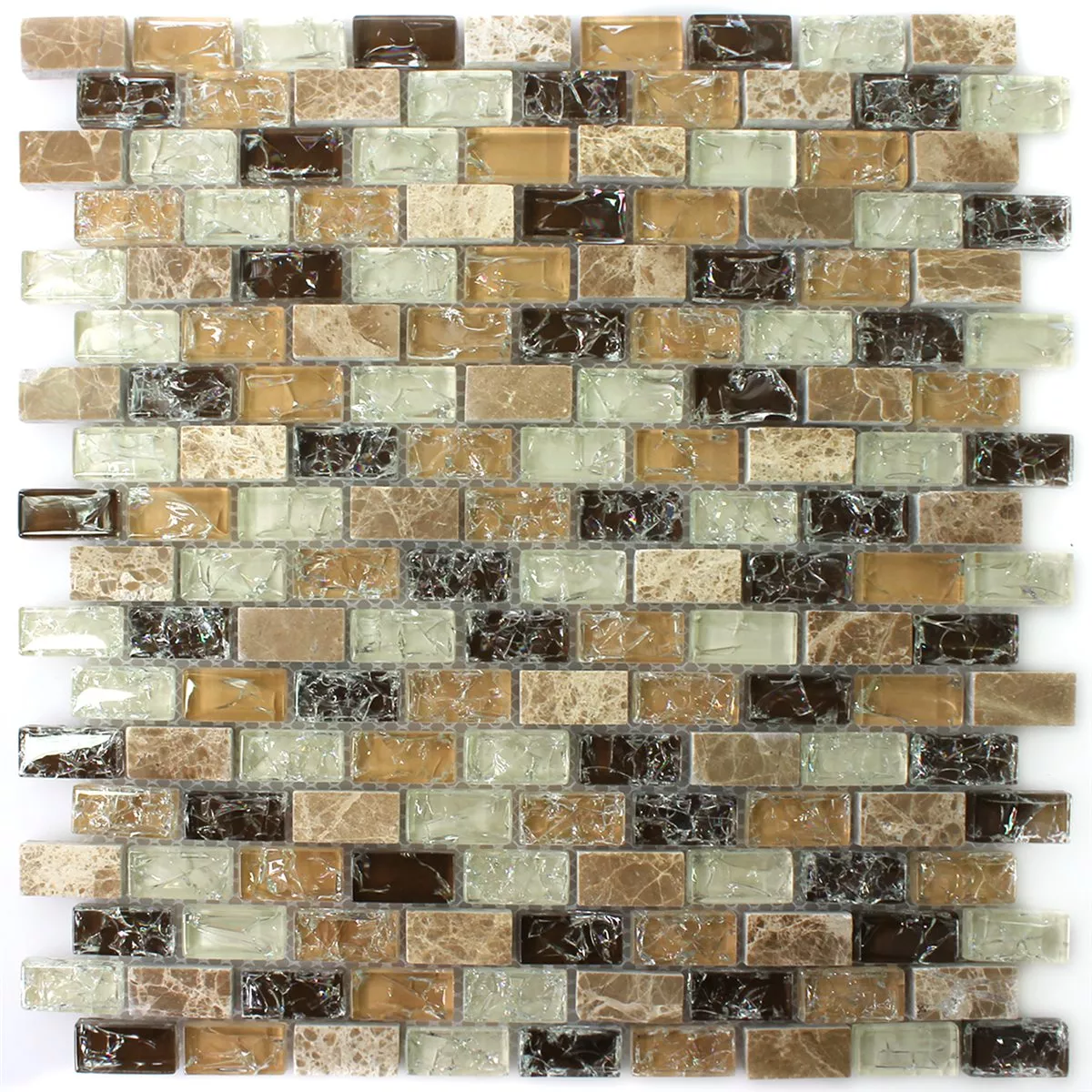 Campione Mosaico Vetro Pietra Naturale Rotto Bircks Emperador