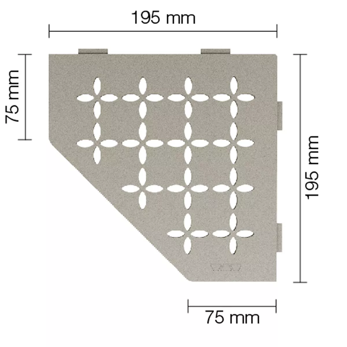 Mensola a muro Mensola per doccia Schlüter 5 angolare 19,5x19,5 cm floreale grigio