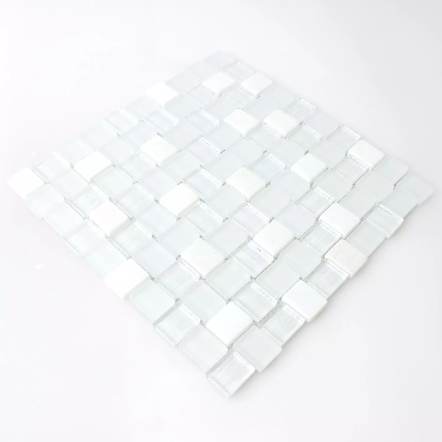 Campione Mosaico Vetro Pietra Naturale Bianco