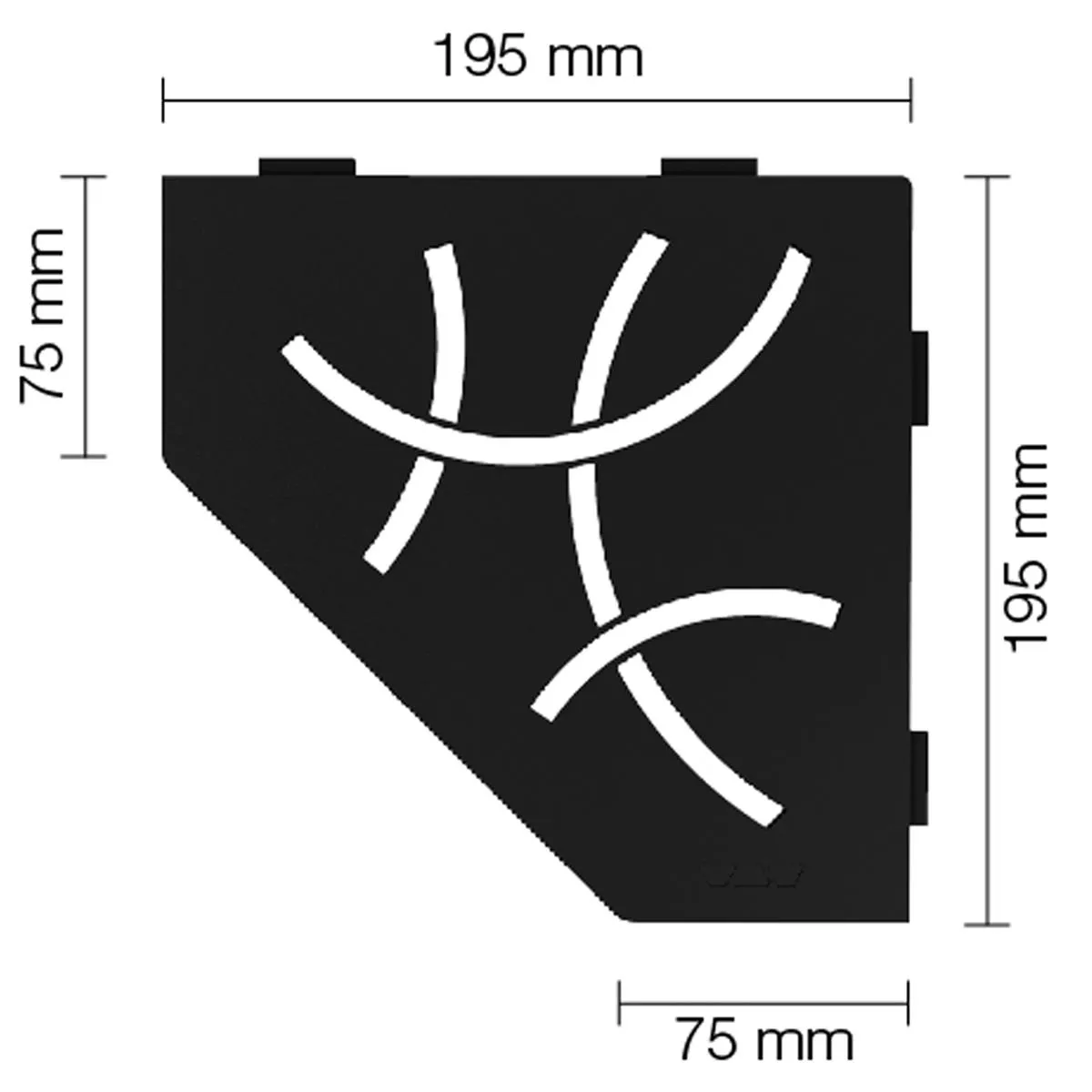 Mensola a muro Mensola per doccia Schlüter 5eck 19,5x19,5 cm Curva Grafite