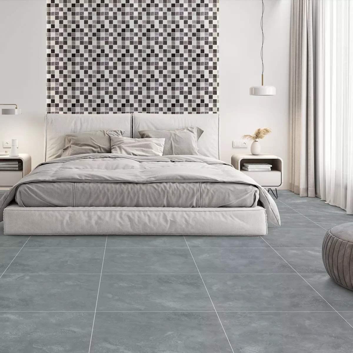 Piastrelle Cortina Cemento Ottica Opaco Grigio 60x60cm