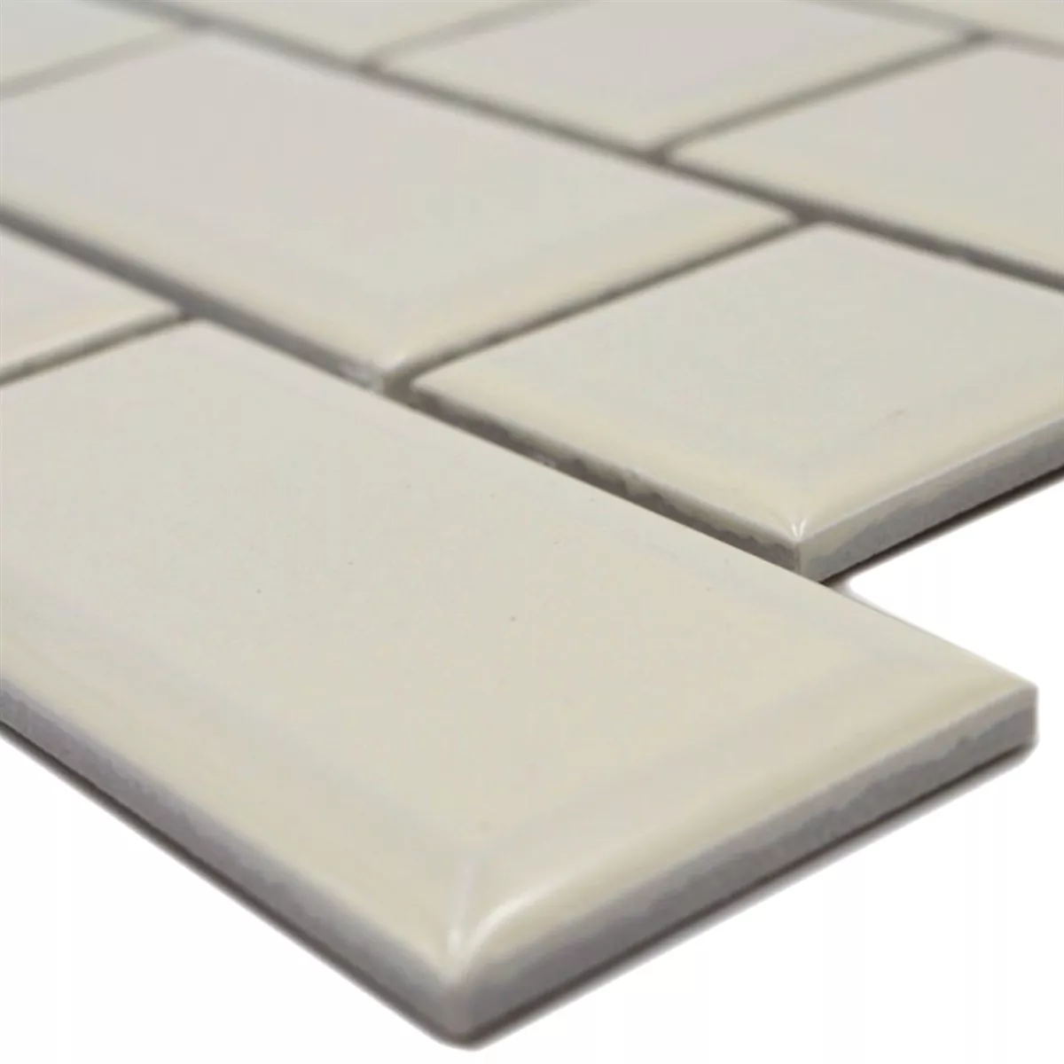 Ceramica Mosaico Piastrelle Indra Metro Sfaccettatura Avorio