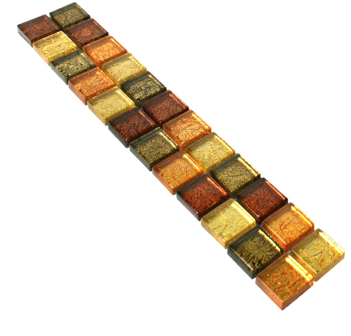 Mosaico Di Vetro Piastrelle Confine SantaFe Oro Arancione Q23