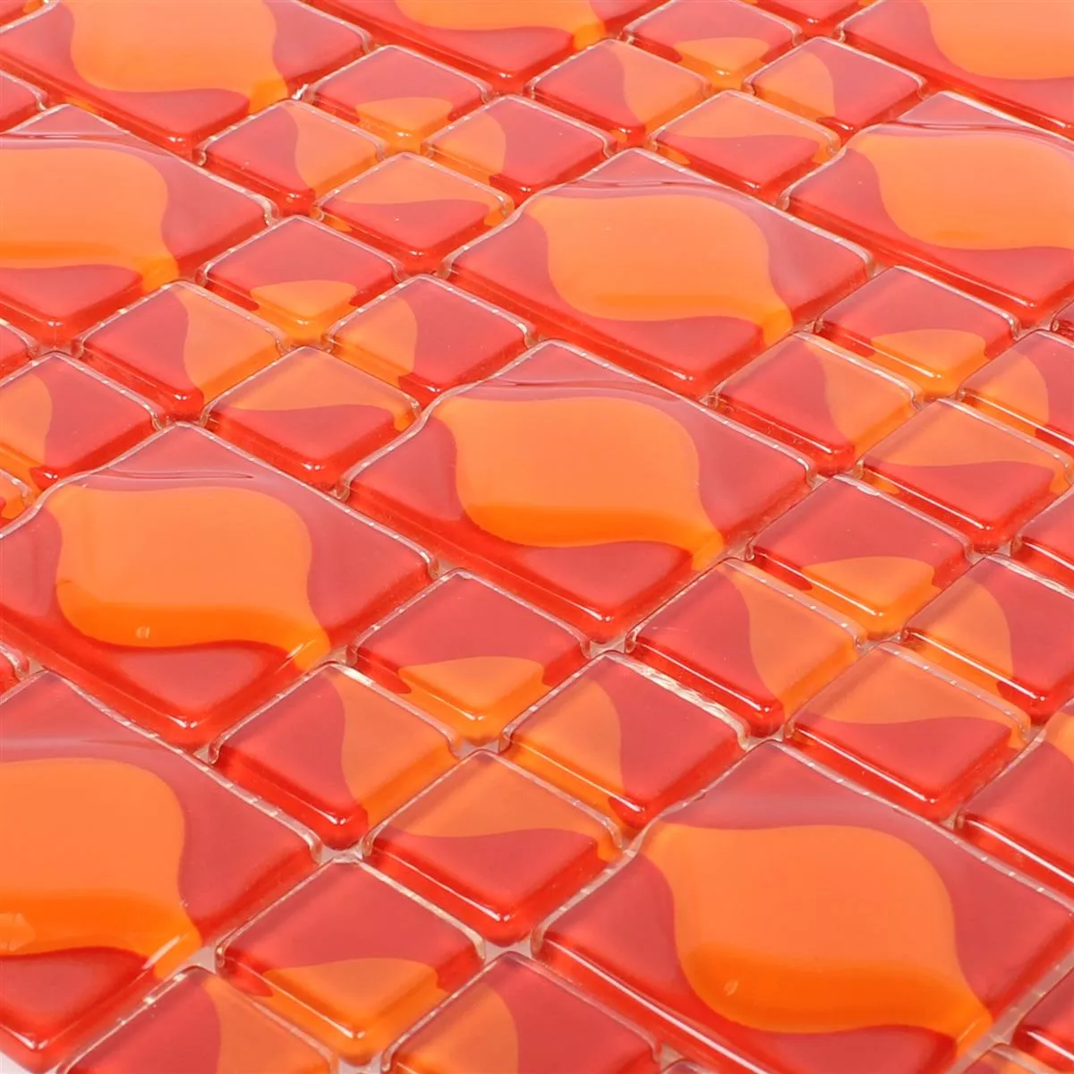 Mosaico Vetro Piastrella Nokta Rosso Arancione 3D