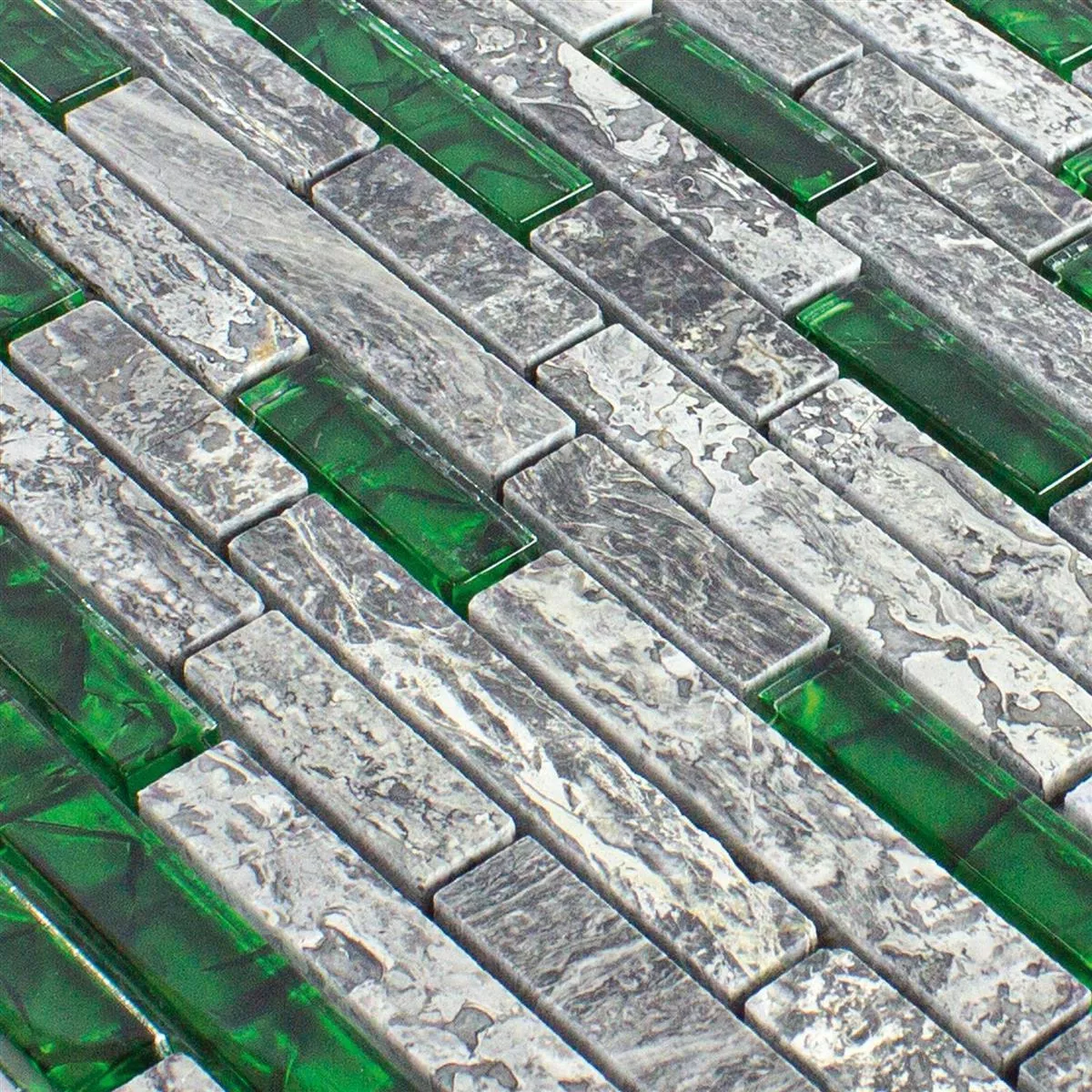 Campione Mosaico Di Vetro Pietra Naturale Piastrelle Manavgat Grigio Verde Brick