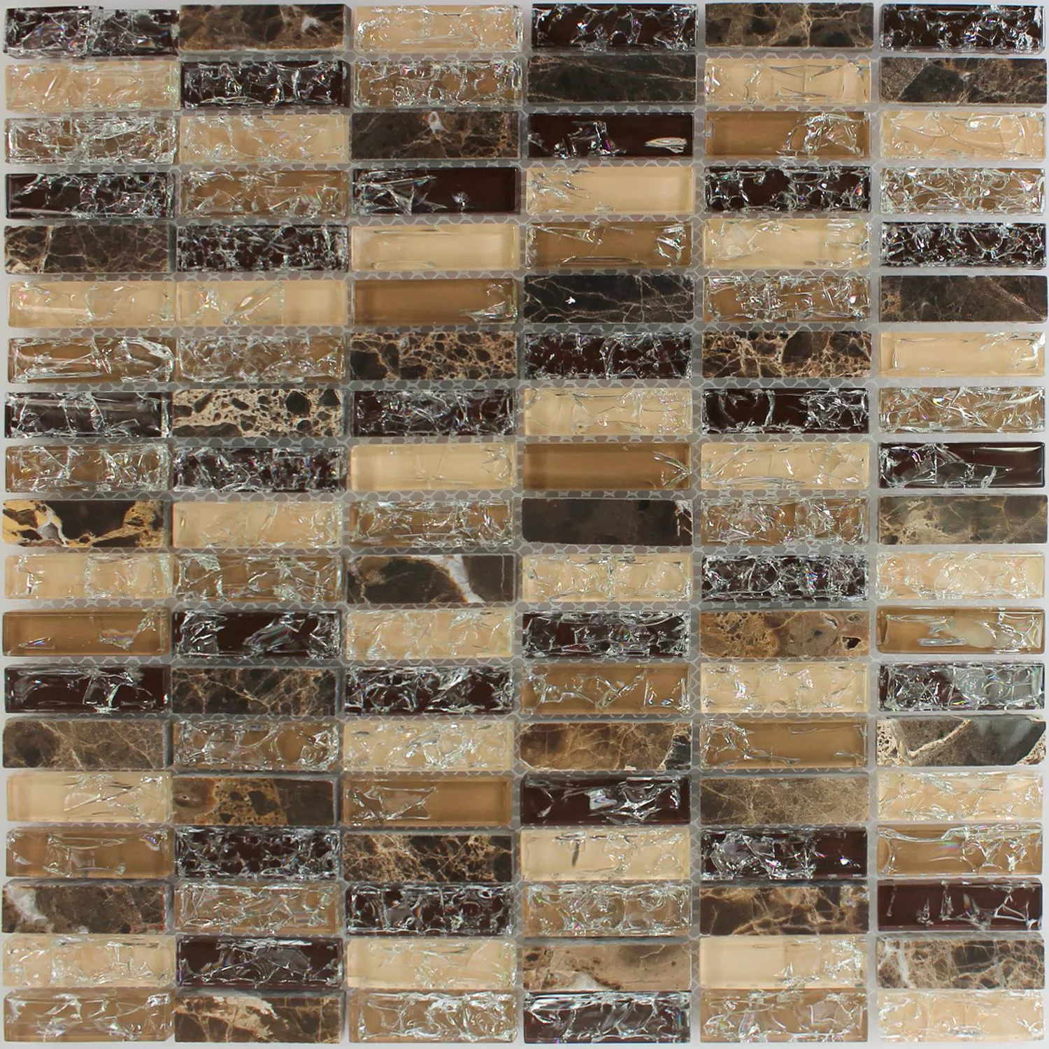 Campione Mosaico Vetro Piastrella Pietra Naturale Maglia Dark Emperador