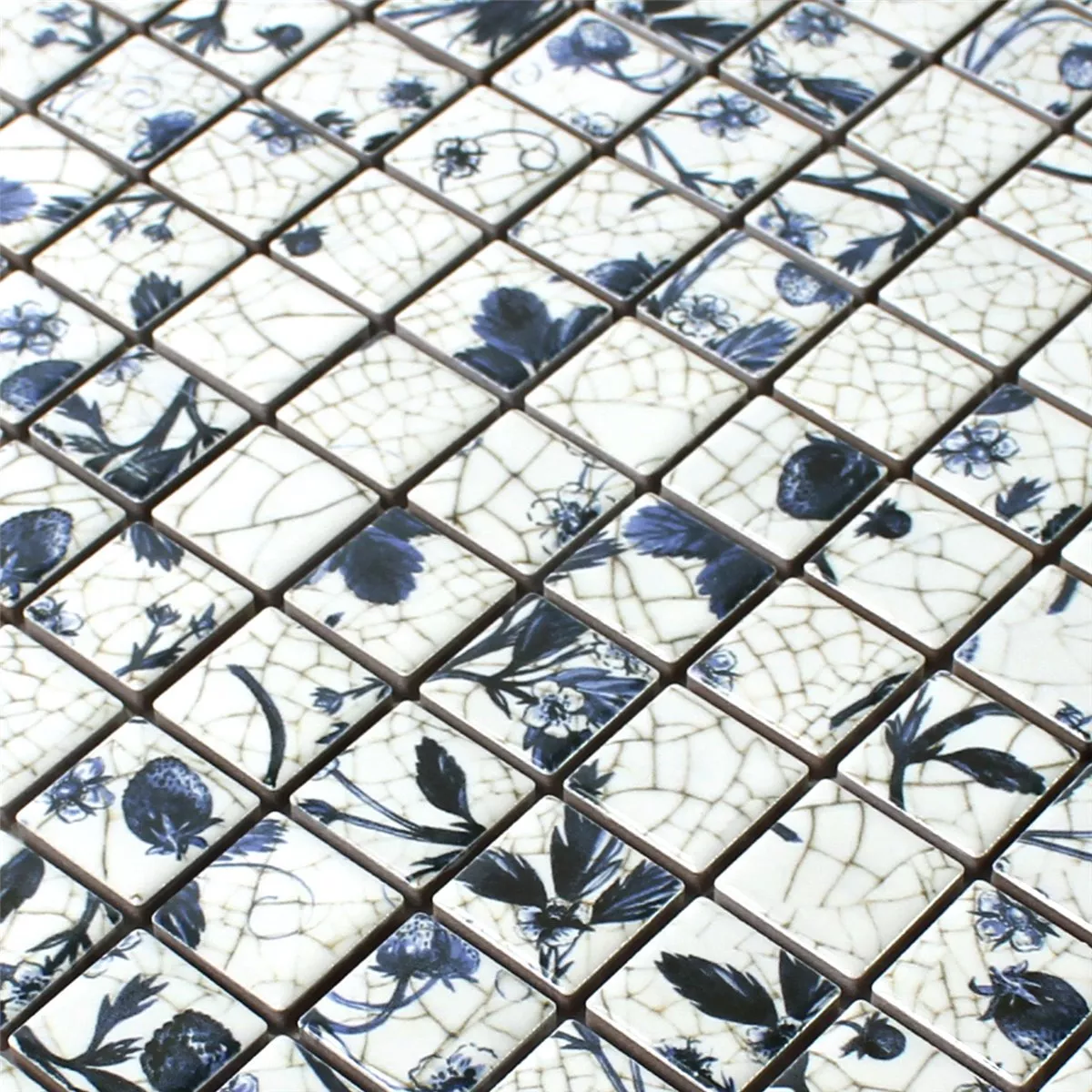 Campione Mosaico Ceramica Strawberry Bianco Blu
