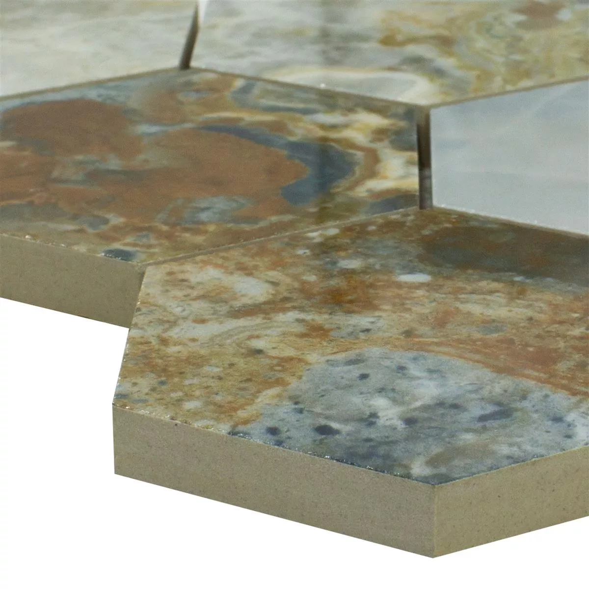 Ceramica Mosaico Piastrelle Naftalin Esagono Marrone Blu Ceramica Mosaico Piastrelle Naftalin Esagono Marrone Blu