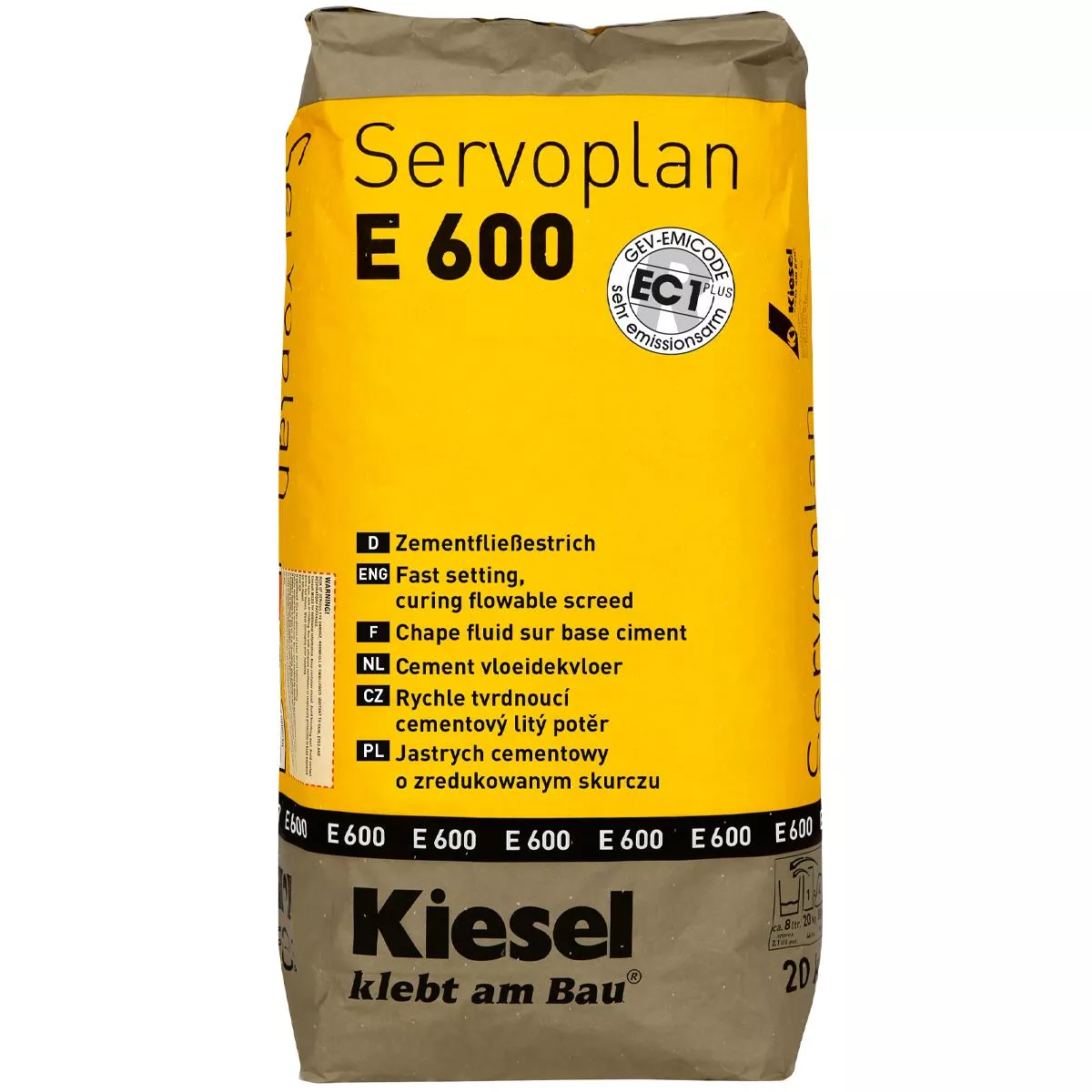 Massetto cementizio fluido Kiesel Servoplan E 600 20 kg Massetto cementizio fluido Kiesel Servoplan E 600 20 kg