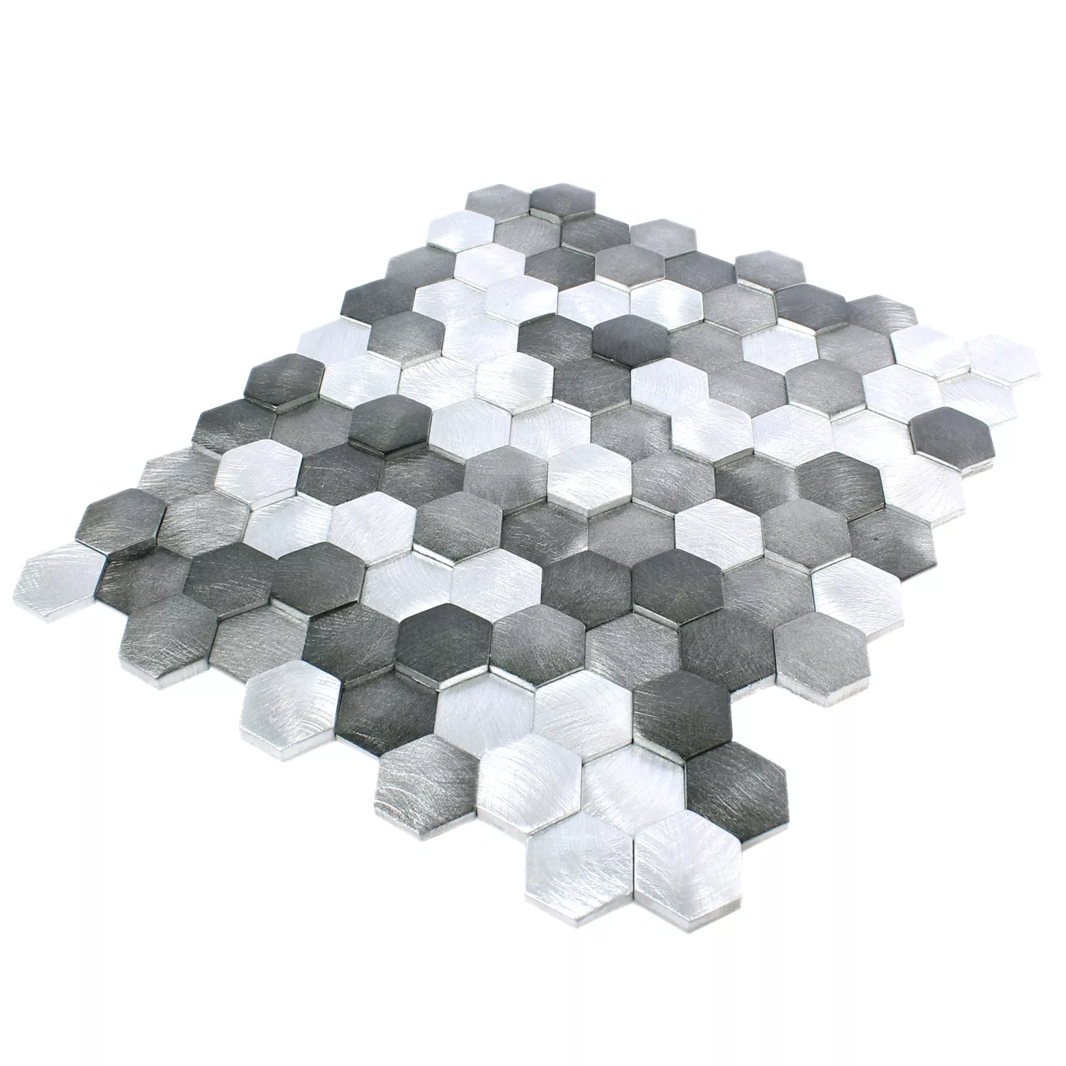 Campione Mosaico Sindos Hexagon 3D Nero Argento
