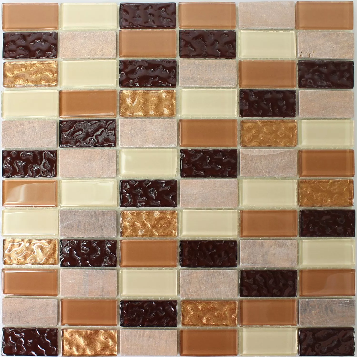 Autoadesivoe Mosaico Pietra Naturale Vetro Beige Marrone Brick