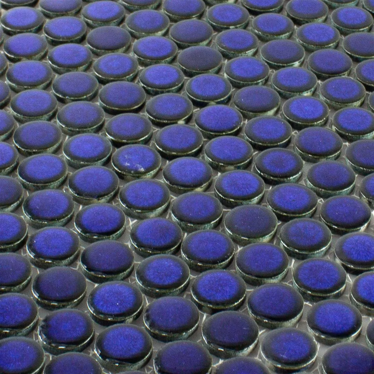 Ceramica Mosaico Piastrelle Joplin Bottone Rotonda Blu