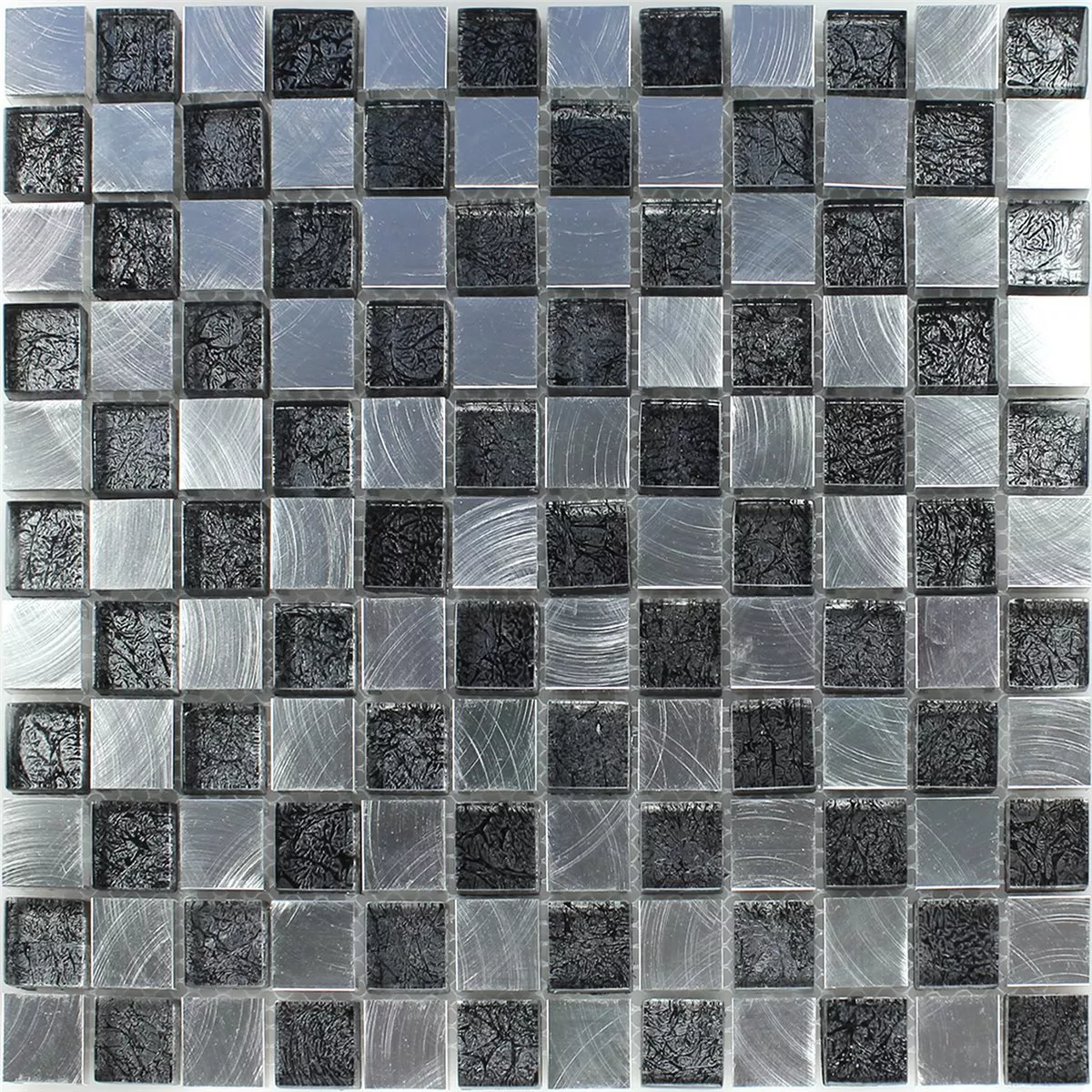 Mosaico Vetro Metallo Scacchiera 25x25x8mm