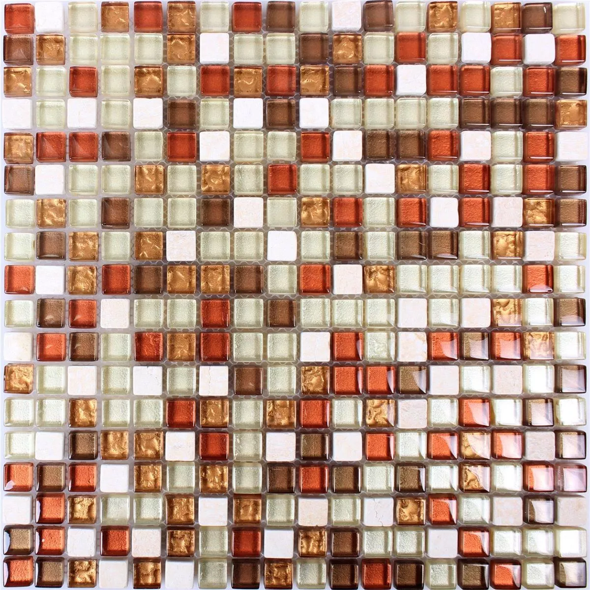 Campione Mosaico Di Vetro Pietra Naturale Piastrelle Gorby Rosso Marrone Beige