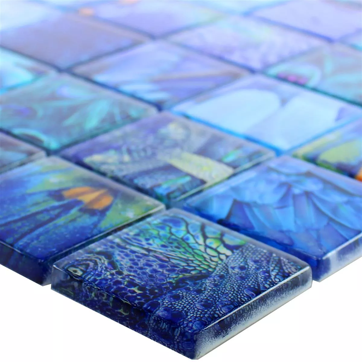 Mosaico Di Vetro Piastrelle Peafowl Blu