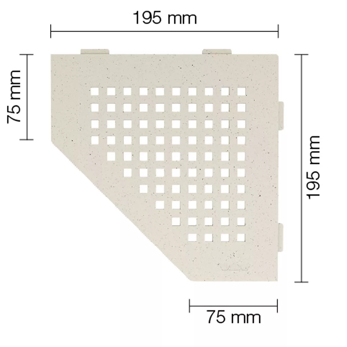 Mensola a muro mensola per doccia Schlüter 5eck 19,5x19,5 cm quadrata avorio