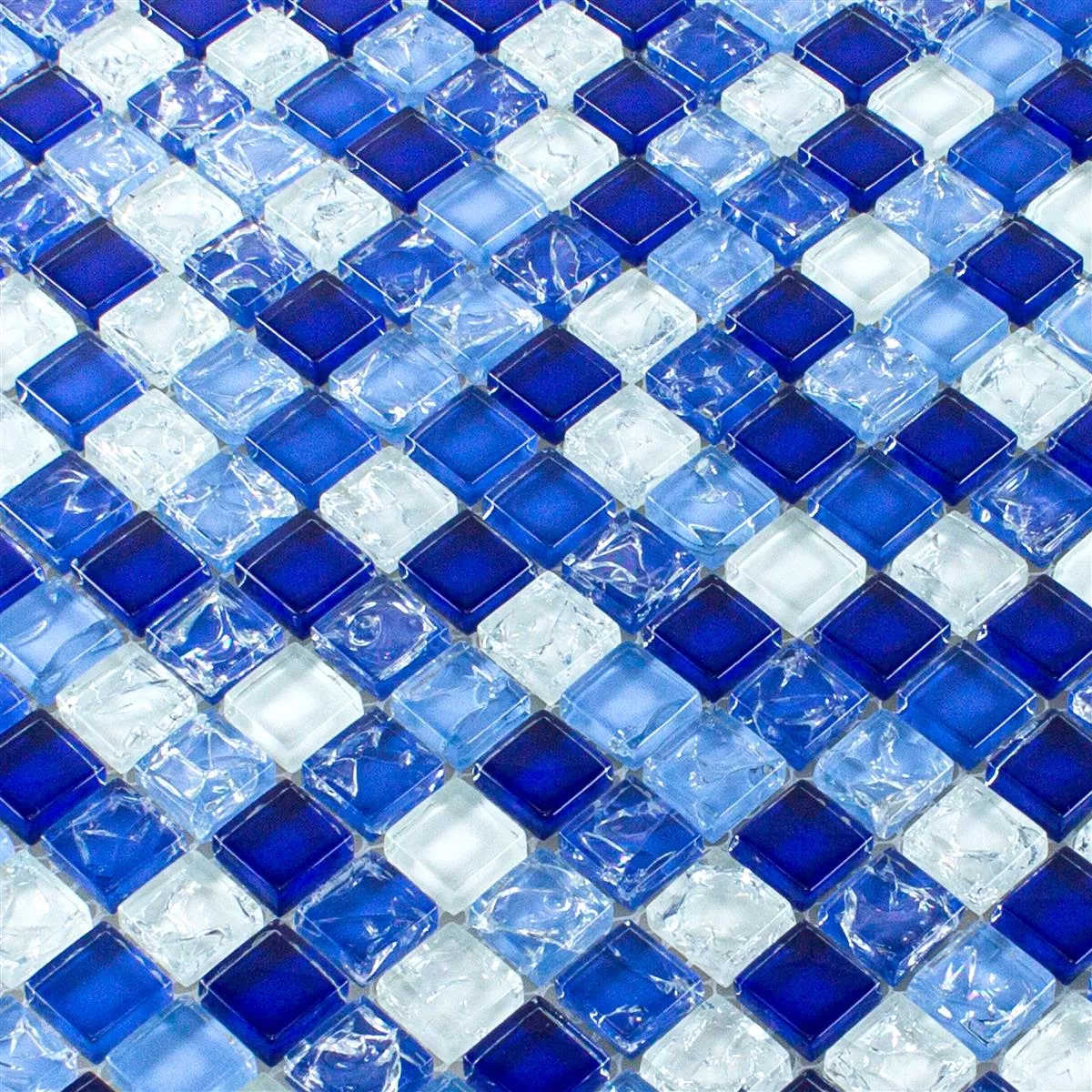 Campione Mosaico Di Vetro Piastrelle Overland Blu Bianco