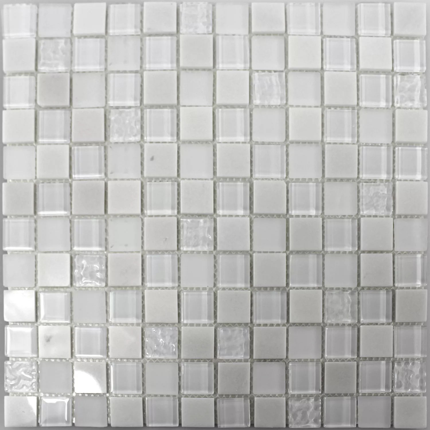 Campione Autoadesivoe Mosaico Pietra Naturale Vetro Mix Bianco