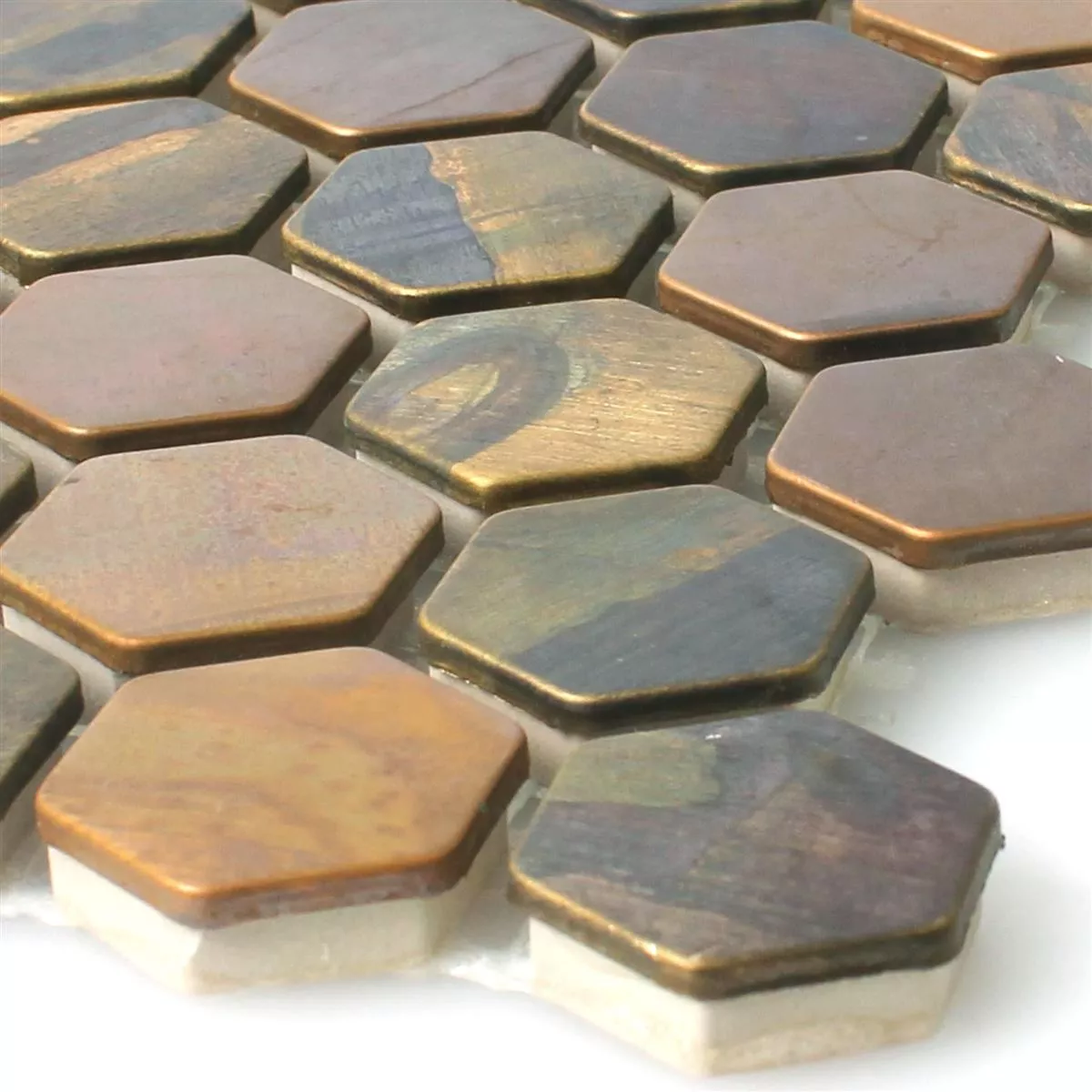 Mosaico Rame Merkur Esagono Marrone 24