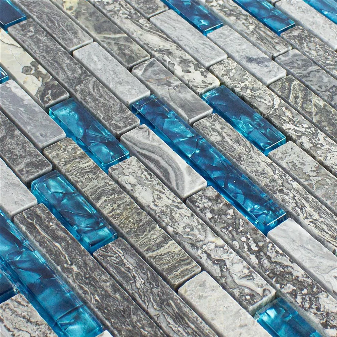 Campione Mosaico Di Vetro Pietra Naturale Piastrelle Manavgat Grigio Blu Brick