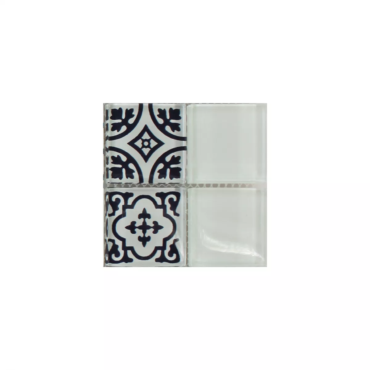 Campione Mosaico Vetro Barock Ornamento Bianco
