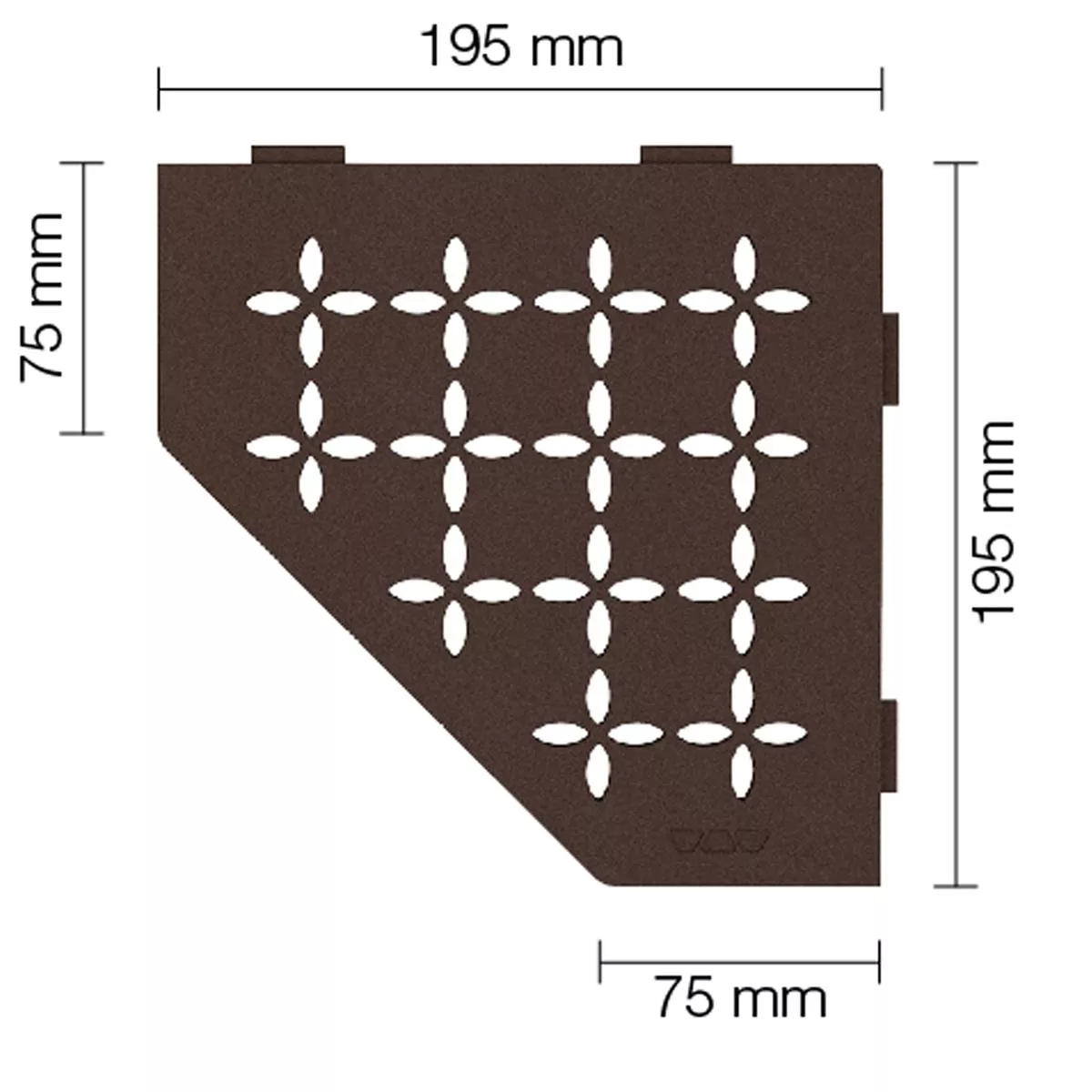 Mensola a muro Mensola per doccia Schlüter 5agon 19,5x19,5 cm bronzo floreale