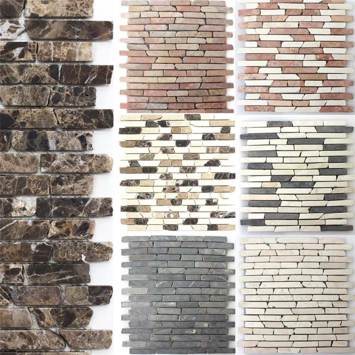 Campione Mosaico Pietra Naturale Marmo Bali Bricks