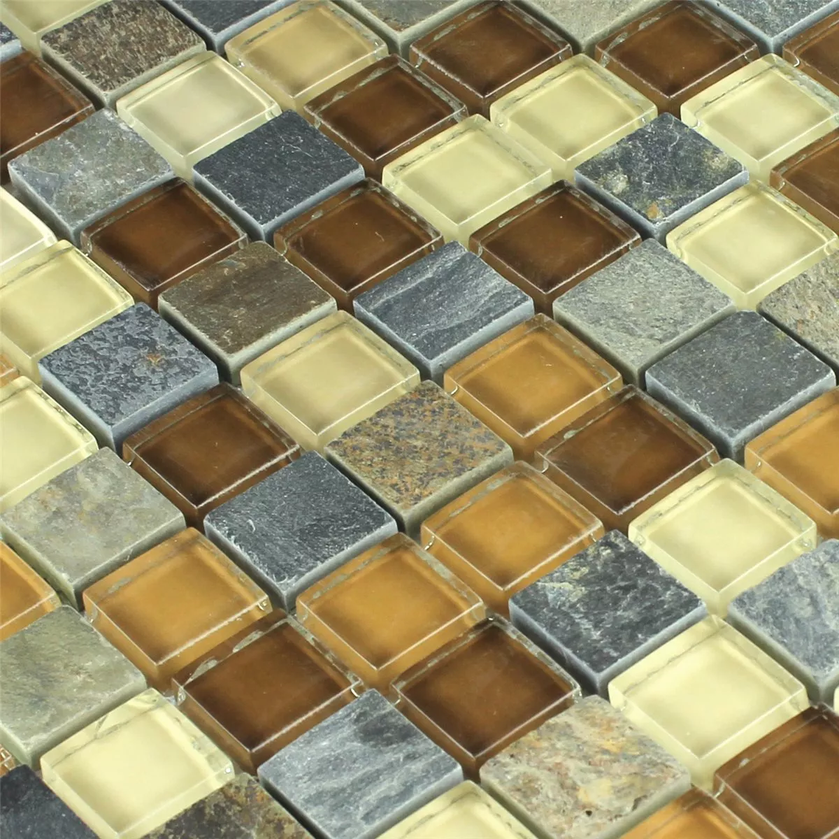 Campione Mosaico Vetro Pietra Naturale Beige