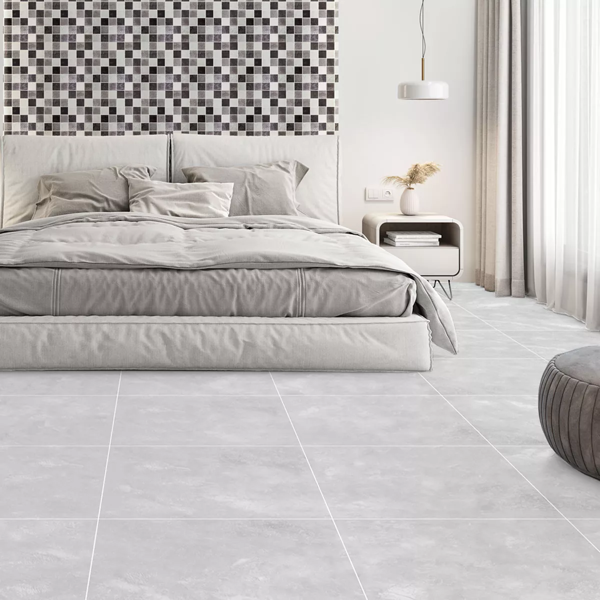 Piastrelle Cortina Cemento Ottica Opaco Grigio Chiaro 60x60cm